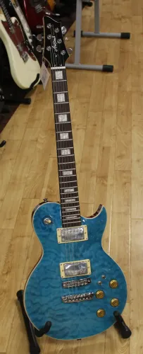 Aria Pro 2 PE - F80 Blue Birds Eye Maple Les Paul Style Electric Guitar 05
