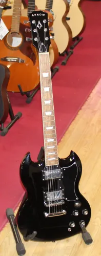 Arrow SG Style Electric Guitar Black Sarum Guitars 04
