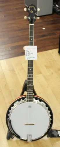 Pilgrim 5 String Banjo in stock now at Sarum Guitars and drums shop, music shop in Salisbury, stockists of Pilgrim banjos